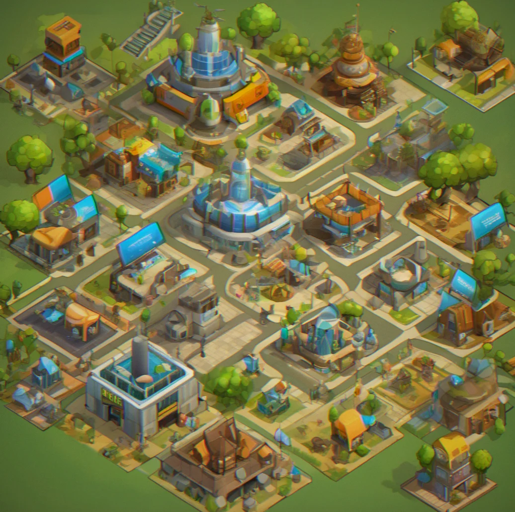 Tech tree or progression screen showing unlocked and upcoming building types based on city achievements