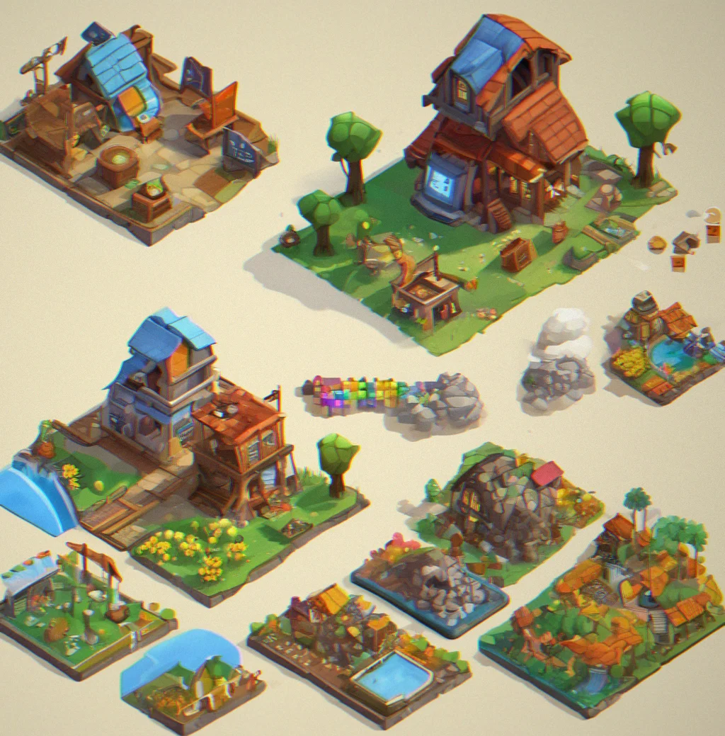 Two layouts side by side showing how rearranging buildings changes resource flow across the whole system